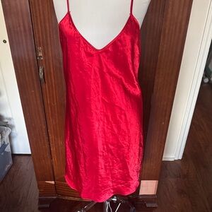 Vintage Red Satin Slip